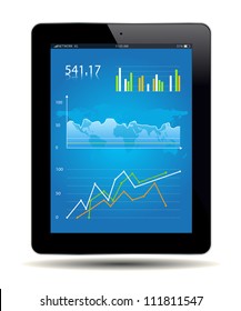 Financial Analysis data on a tablet. Vector file.