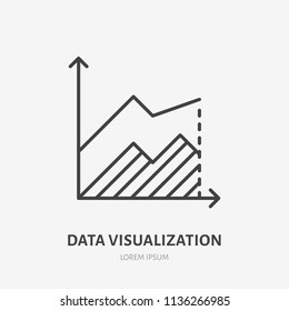 Financial analysis flat logo, area chart, graph icon. Data visualization vector illustration. Sign for business statistic