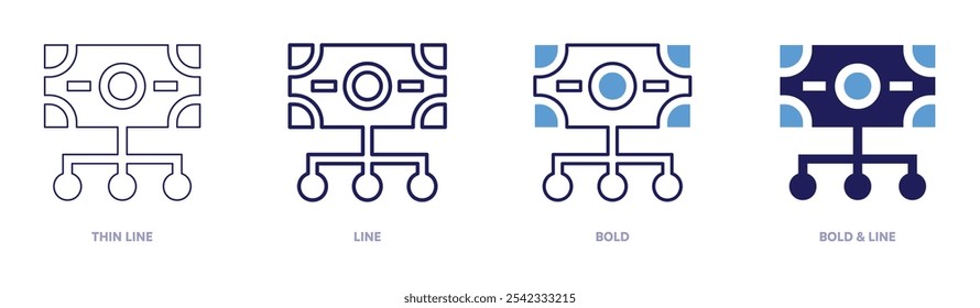 Finanzanalyse-Symbol in 4 verschiedenen Stilen. Dünne Linie, Linie, Fett und Fette Linie. Duotone-Stil. Bearbeitbarer Strich.