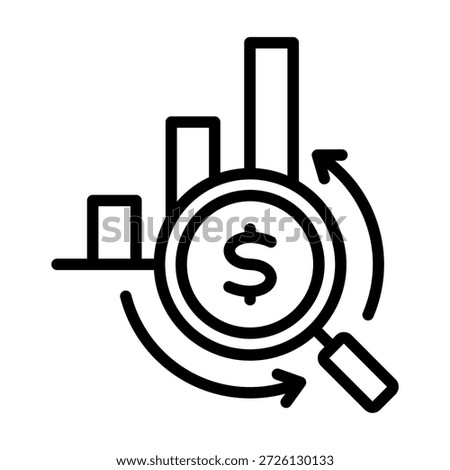 Financial Analysis Icon - Black Outline Icons Style For Accounting and Business