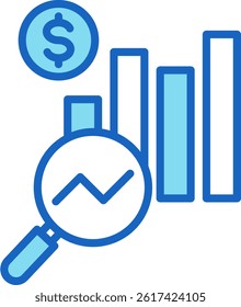 Financial Analysis Icon Blue Vector Illustration