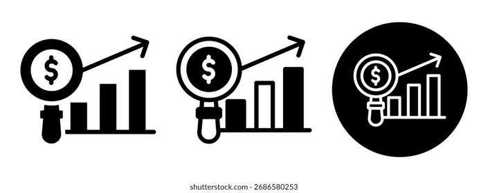 Glifo de Colección de íconos de análisis financiero y Ilustración vectorial mixta