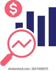 Financial Analysis Icon Fill Vector Illustration