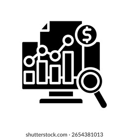 Ilustração do Vetor de Glifos do Ícone de Análise Financeira