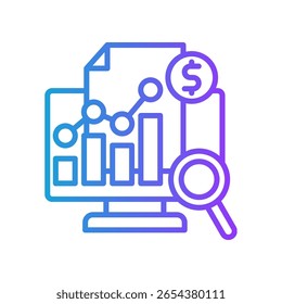 Financial Analysis Icon Line Gradient Vector Illustration
