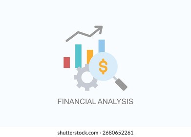 Finanzanalyse, Symbol oder Logo, einzelne Vektorgrafik
