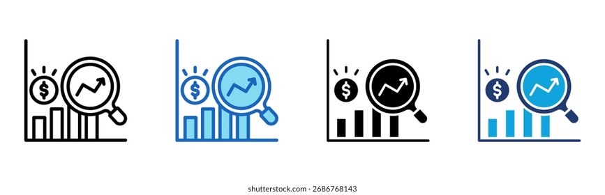 Icono de análisis financiero Multi Style Ilustración vectorial
