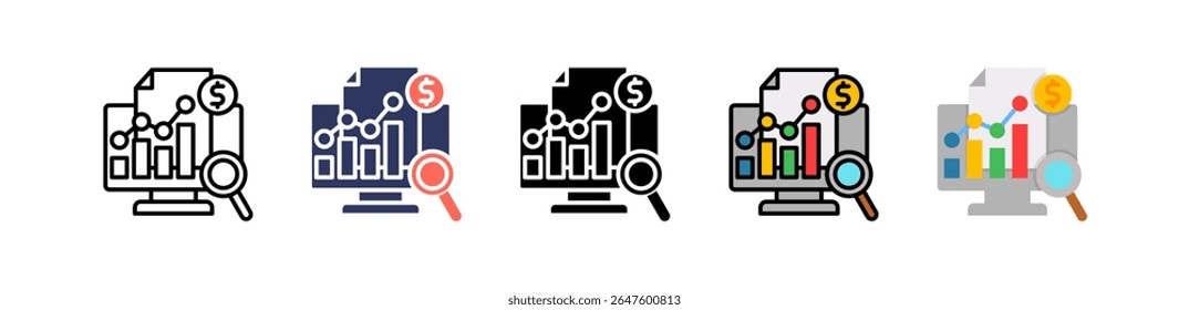 Financial Analysis Icon Multiple Vector Illustration