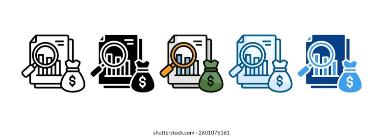 Financial Analysis Icon Set Multiple Style Collection