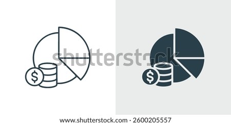 Financial Analysis Icon Vector Illustration. Concept of Investment Allocation, Asset Distribution, Pie Chart with Coins, and Budget Breakdown icons
