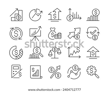 Financial Analysis Icons - Vector Line. Editable Stroke.