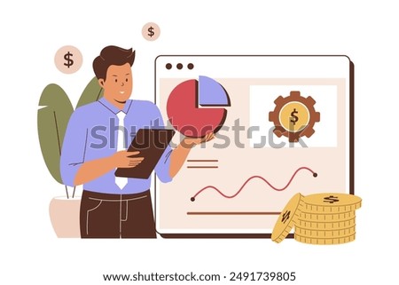 Financial analysis illustration concept. Illustration for websites, landing pages, mobile apps, posters and banners. Trendy flat vector illustration