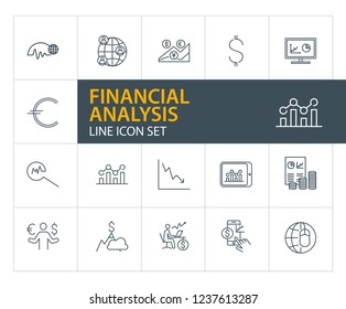 Financial analysis line icon set. Financier, broker, expert. Business concept. Can be used for topics like marketing, forecast, currency exchange