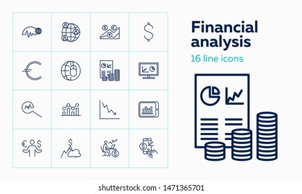 Financial analysis line icon set. Financier, broker, expert. Business concept. Can be used for topics like marketing, forecast, currency exchange