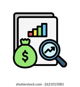 Financial Analysis lineal multi color icon, use for UI, UX, app and web development, digital or print. for industry, education, business, finance, economic development theme.