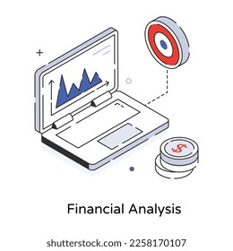 Icono de esquema de análisis financiero en estilo 3d 