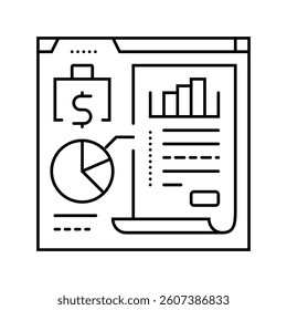 financial analysis report line icon vector. financial analysis report sign. isolated contour symbol black illustration