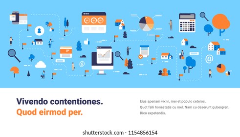 financial analysis statistic map business people consultant graph diagram isometric successful analytics scheme concept horizontal banner flat copy space vector illustration