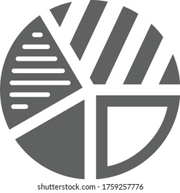 Financial analysis, statistics, gray color pie chart icon