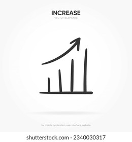 Financial analysis stats icon. Growing graph. Business chart. Growths chart. Progress bar. Bar diagram. Growth success. Progress symbol. Chart increase.