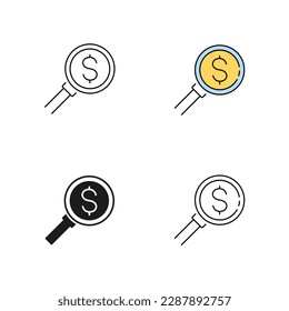 The financial analysis vector icon in line style, glyph, Lineal color. Finance, money and online banking sign
