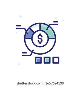 Ilustración de vectores de análisis financiero. Esbozar Iconos de Crecimiento del Negocio e Inversión Llenados. Archivo EPS 10