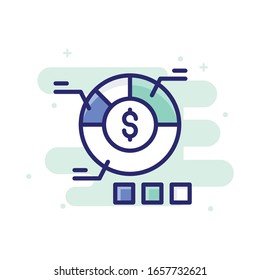 Illustrator für die Vektorillustration Finanzanalyse mit Farbverlauf-Hintergrund. 