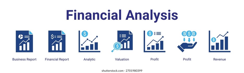 Financial Analysis web banner icon element for design in a collection