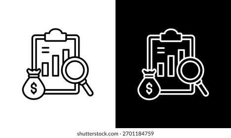 Design do Conjunto de Ícones Brancos da Análise Financeira