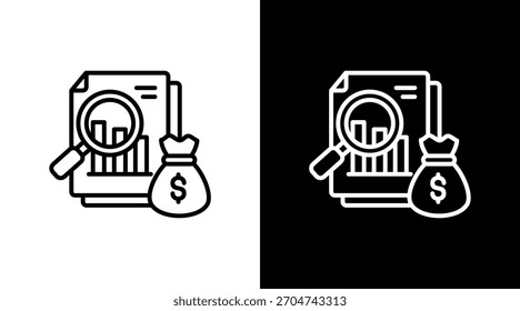 Design do Conjunto de Ícones Brancos da Análise Financeira