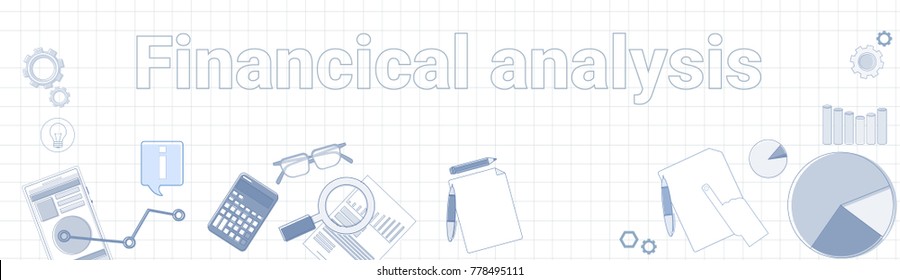 Financial Analysis Word On Squared Background Horizontal Banner Sales data Research Concept Vector Illustration