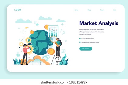Financial analyst or consultant web banner or landing page. Business character making financial operation. Isolated flat vector illustration
