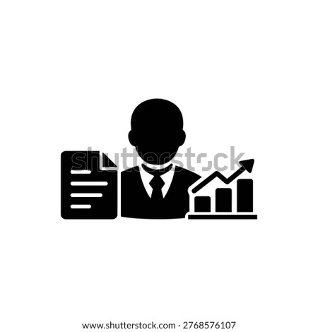 Financial analyst analyst icon with report and growth chart for professions theme
