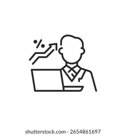 Icono de analista financiero. Sencillo ícono de analista financiero para App de redes sociales y Diseño web. Ilustración vectorial
