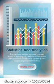 Financial analytic chart graphs on computer monitor flat vector icon for apps and websites