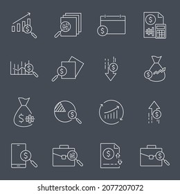 Conjunto de iconos de Financial Analytic. Elementos vectores de símbolo de paquete analítico financiero para web infográfica