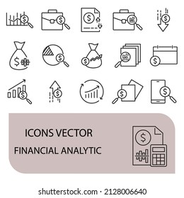 Financial Analytic icons set .Financial Analytic pack symbol vector elements for infographic web