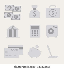 Financial analytical icons with graphs.  Use for web design