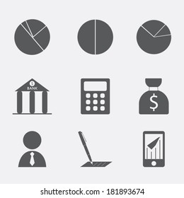 Financial analytical icons with graphs.  Use for web design