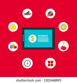 Financial analytics, digital financial services. Computer with a web interface of the payment system, money transfers and financial transactions. Vector illustration