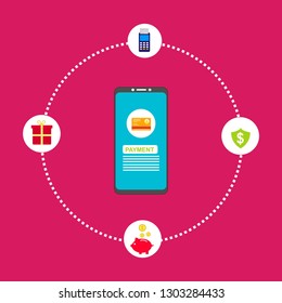 Financial analytics, digital financial services. Computer with a web interface of the payment system, money transfers and financial transactions. Vector illustration