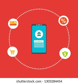 Financial analytics, digital financial services. Computer with a web interface of the payment system, money transfers and financial transactions. Vector illustration