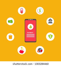 Financial analytics, digital financial services. Computer with a web interface of the payment system, money transfers and financial transactions. Vector illustration