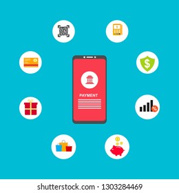 Financial analytics, digital financial services. Computer with a web interface of the payment system, money transfers and financial transactions. Vector illustration