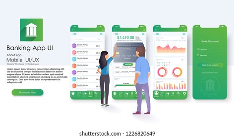Financial analytics, digital financial services. Phone with a mobile interface of the payment system, money transfers and financial transactions. Vector illustration isometric style.