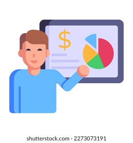 Financial analytics flat vector design, business chart