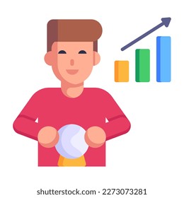 Financial analytics flat vector design, business chart