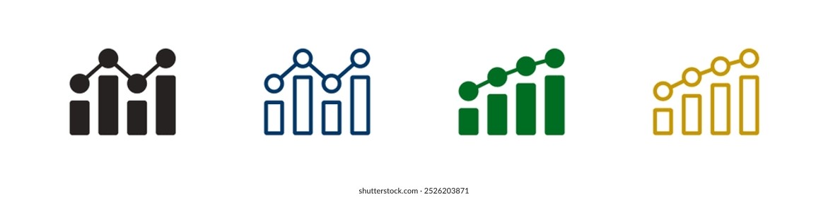 Gráfico ou ícone de gráfico do Financial Analytics no sinal de botão. Ícone de relatório de dados corporativos no conceito de estilo simples.