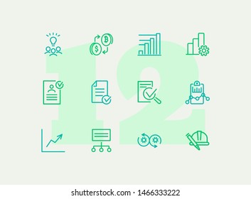 Financial analytics line icon set. Idea, bitcoin, graph, report. Business concept. Can be used for topics like finance, startup, planning