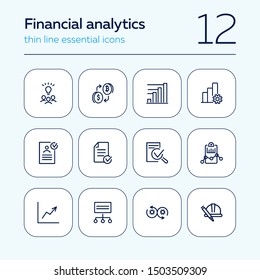 Financial analytics line icon set. Idea, bitcoin, graph, report. Business concept. Can be used for topics like finance, startup, planning